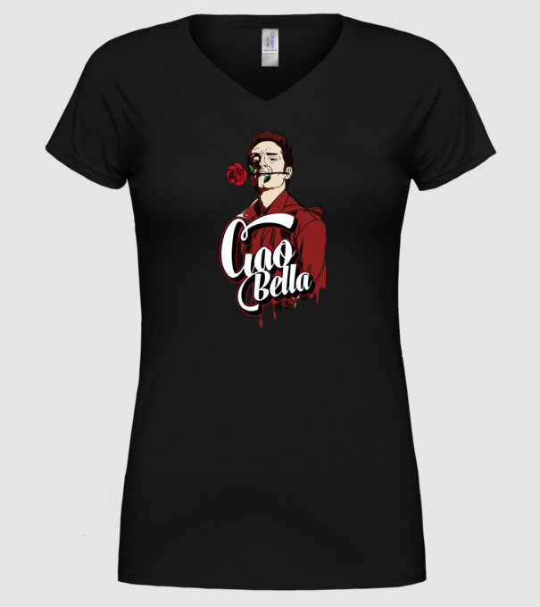 ciao bella berlin rose model negru pe tricou