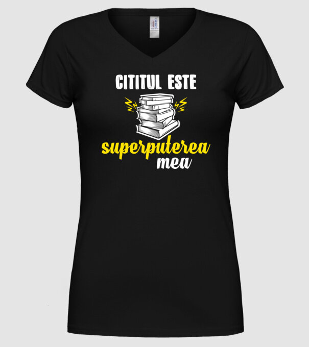 cititul este superputerea mea model negru pe tricou