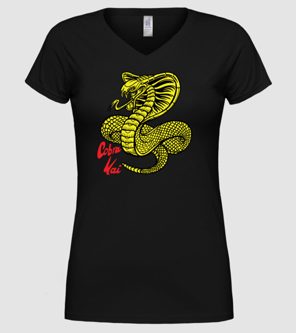 cobra kai logo color model negru pe tricou