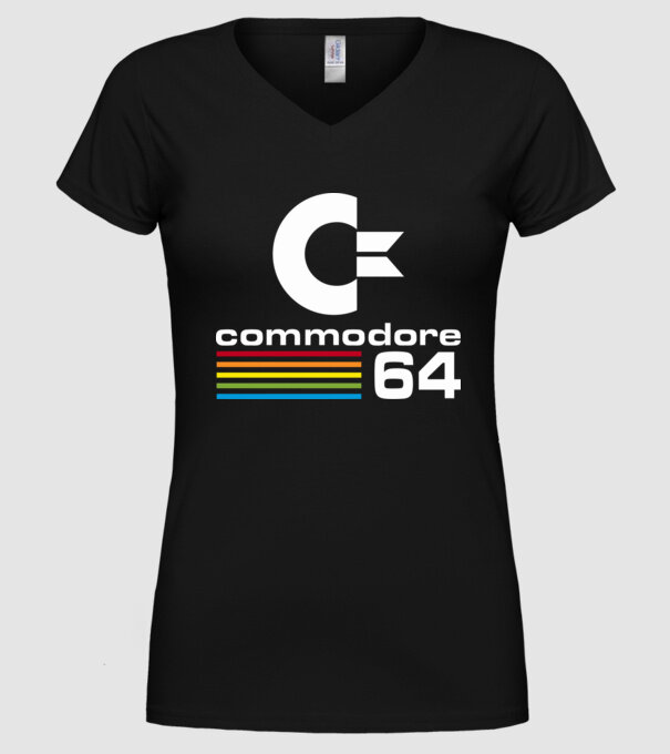 Commodore 64 logo on black model negru pe tricou