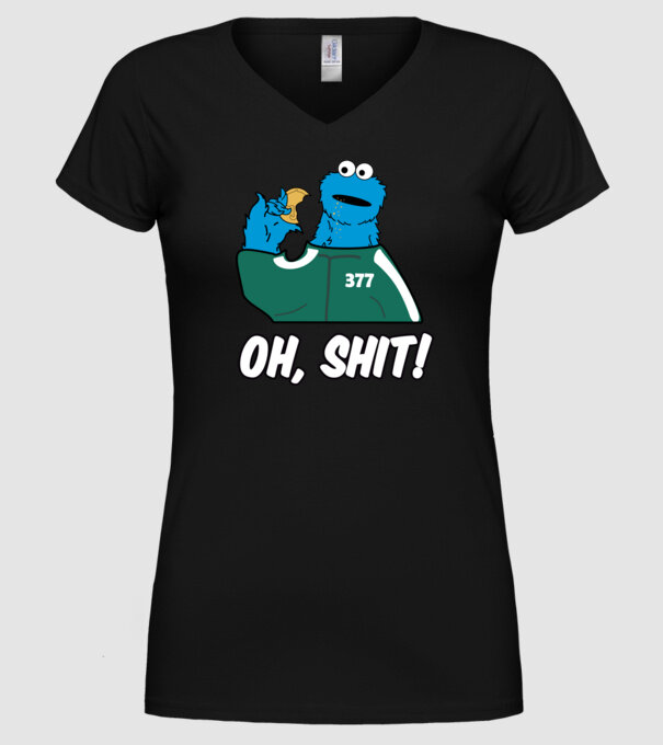 cookie monster squid game parody model negru pe tricou