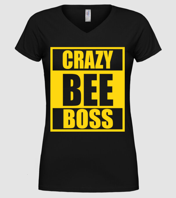 Crazy bee boss model negru pe tricou