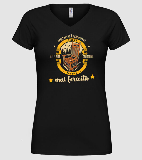 CROITOREASĂ pensionară - la fel ca celelalte croitorese, dar mult mai fericită model negru pe tricou