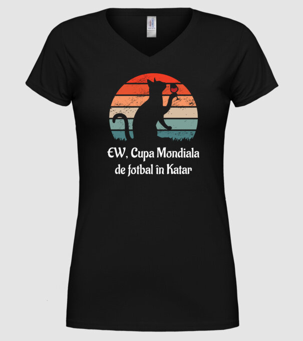 Cupa Mondiala de fotbal în Katar model negru pe tricou