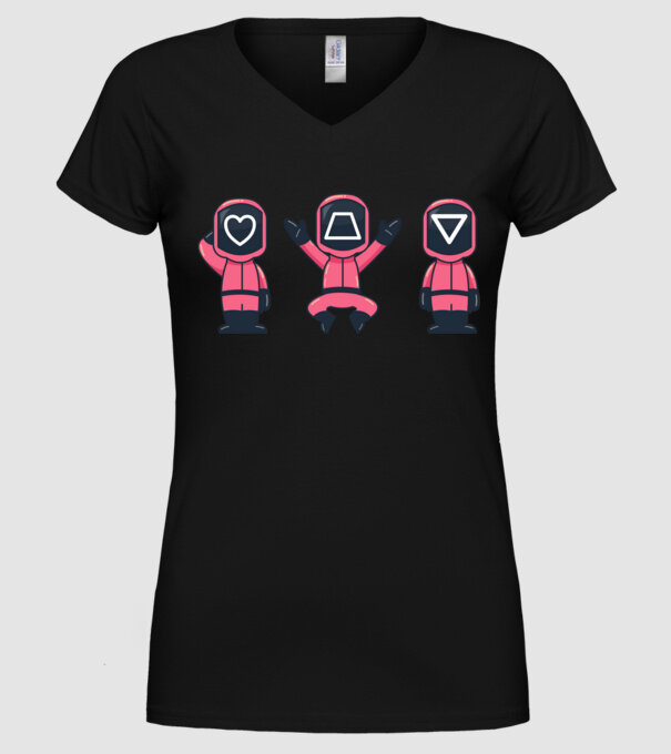 cute squid game toys model negru pe tricou