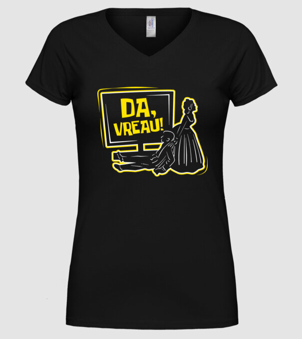 Da, vreau! model negru pe tricou