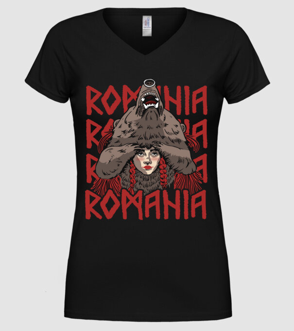 Dansul Ursului romania model negru pe tricou