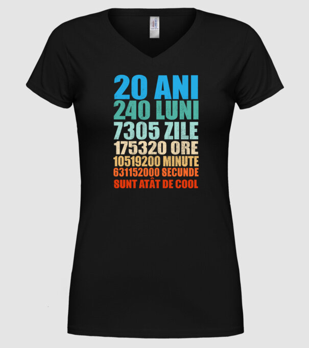 De 20 ani - luni - zile - ore - minute - secunde - sunt atât de cool model negru pe tricou