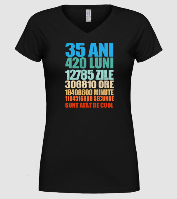 De 35 ani - luni - zile - ore - minute - secunde - sunt atât de cool model negru pe tricou