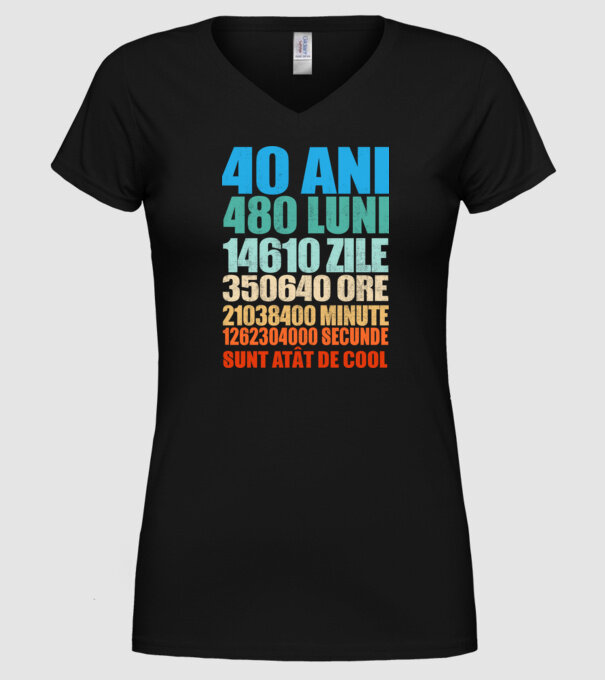 De 40 ani - luni - zile - ore - minute - secunde - sunt atât de cool model negru pe tricou