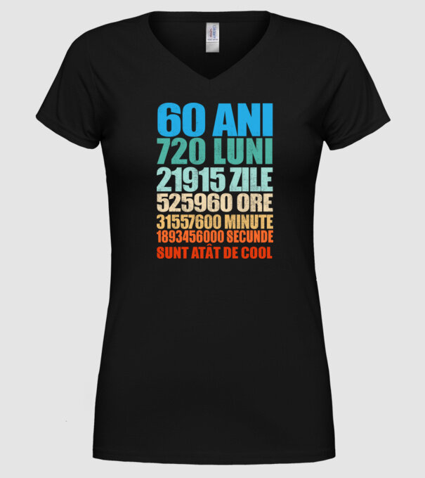 De 60 ani - luni - zile - ore - minute - secunde - sunt atât de cool model negru pe tricou