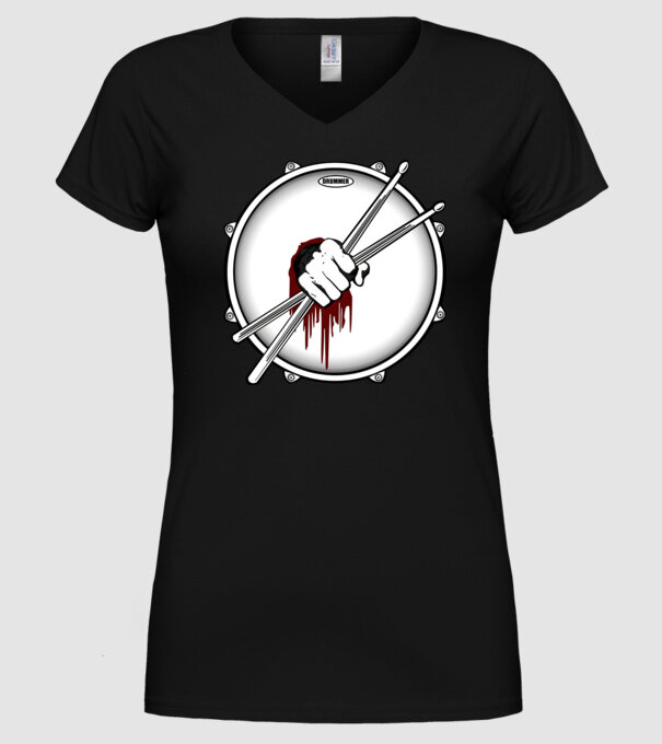 dedicated drummer model negru pe tricou