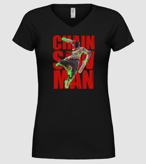 Denji chainsaw man concept model negru pe tricou