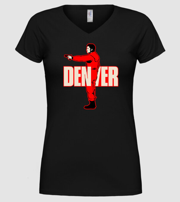 denver la casa de papel model negru pe tricou