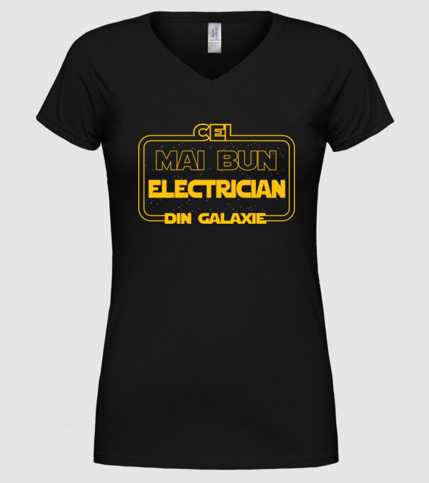 Cel mai bun electrician din galaxie model negru pe tricou