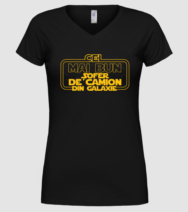 Cel mai bun șofer de camion din galaxie model negru pe tricou