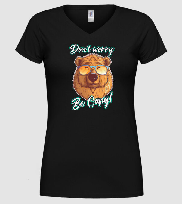Don't worry be Capy model negru pe tricou