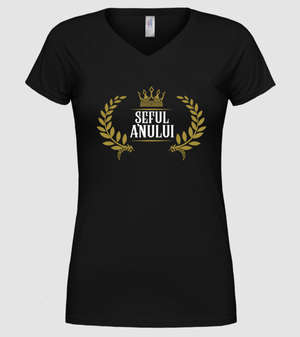 Șeful anului model negru pe tricou