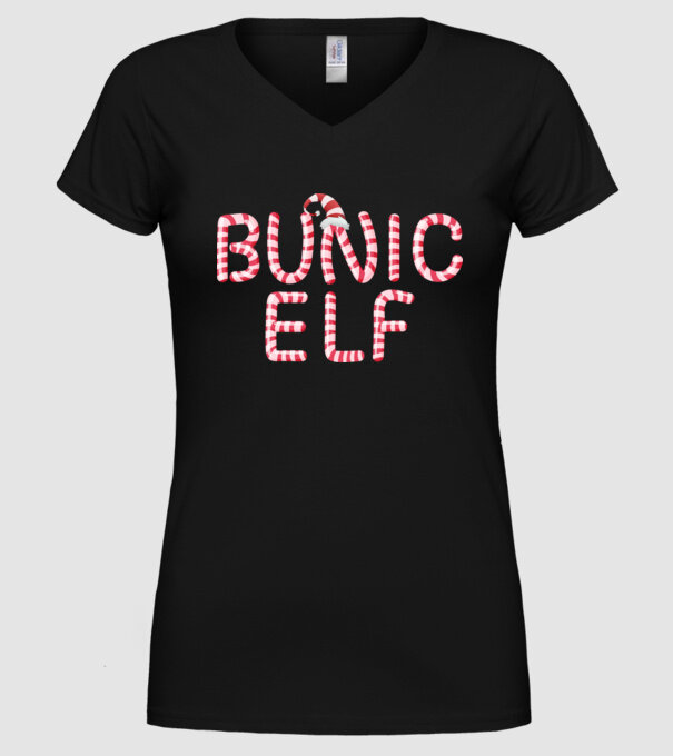 bunic elf model negru pe tricou