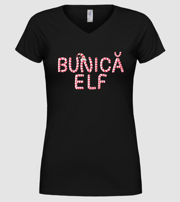 bunică elf model negru pe tricou