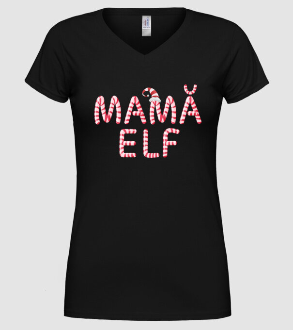mamă elf model negru pe tricou