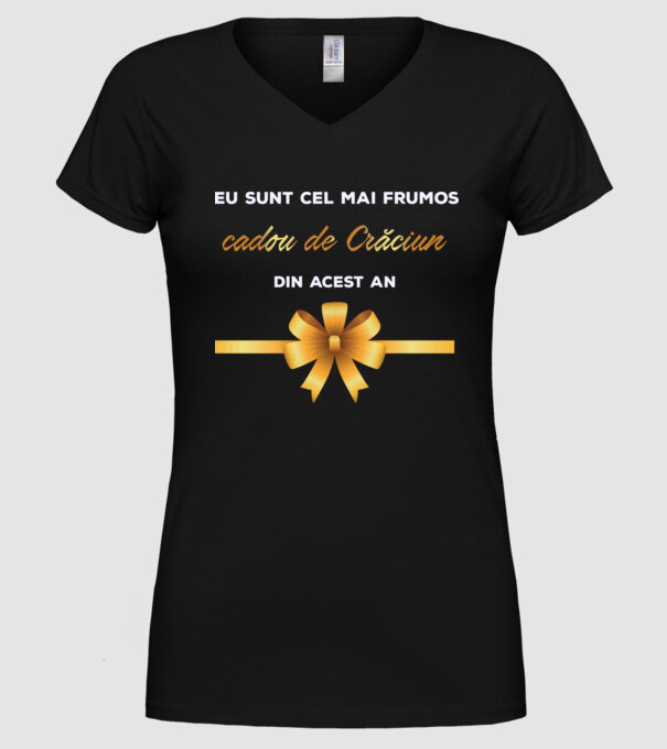 Eu sunt cel mai frumos cadou de Crăciun din acest an model negru pe tricou