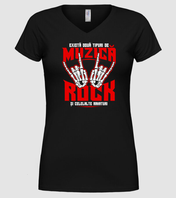 există două tipuri de muzică, rock și celelalte rahaturi model negru pe tricou
