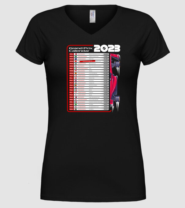 F1 Calendar TBA model negru pe tricou