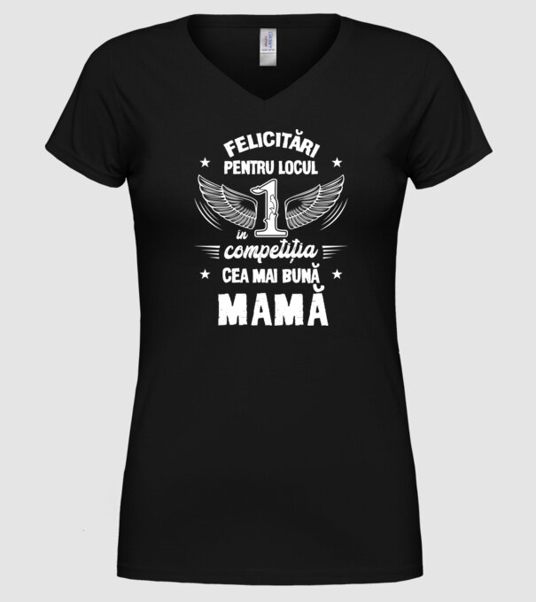 Felicitări pentru locul 1 în competiția Cel mai bun tată! model negru pe tricou