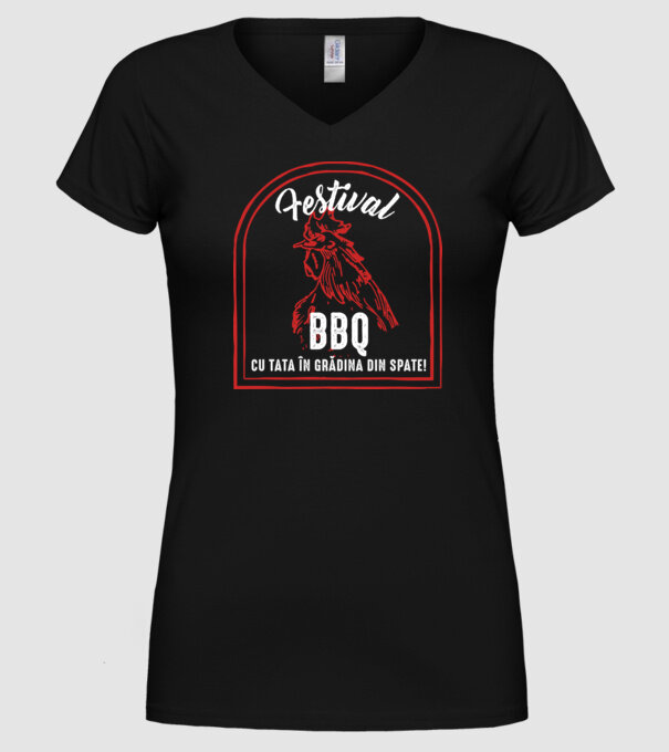 Festival BBQ - cu tata în grădina din spate! model negru pe tricou