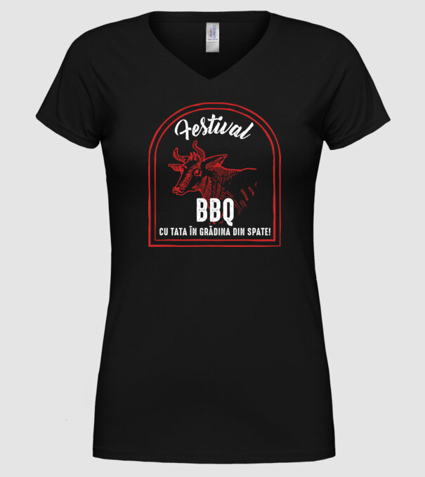 Festival BBQ - cu tata în grădina din spate! model negru pe tricou