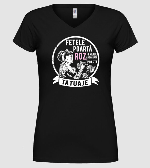 Fetele poartă roz, femeile adevărate poartă tatuaje model negru pe tricou