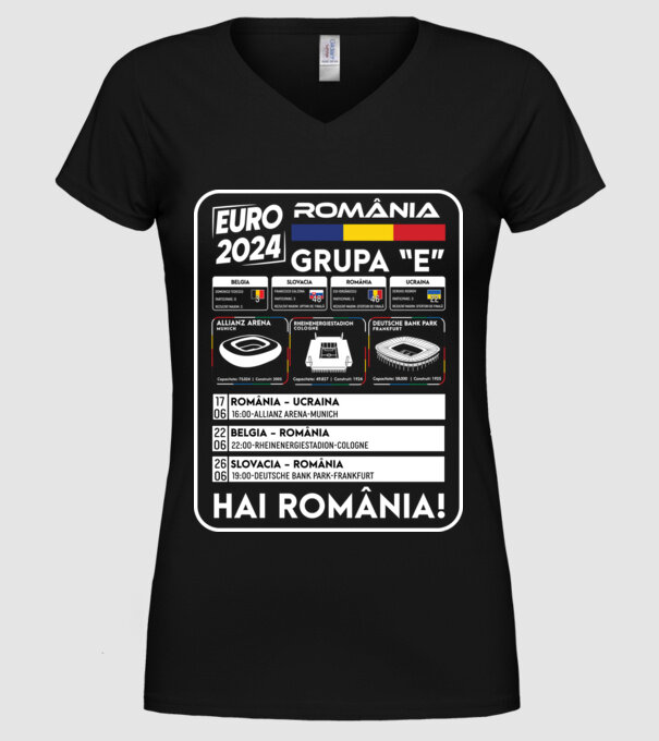 Fotbal Calendar Euro 2024 model negru pe tricou