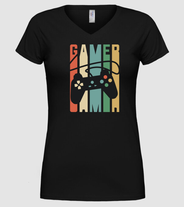 Gamer Controller model negru pe tricou