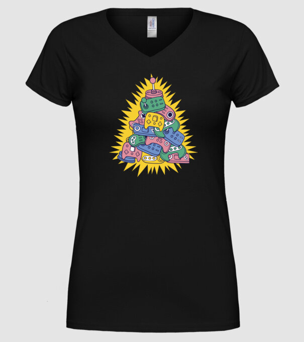 Gamer controller christmas tree model negru pe tricou