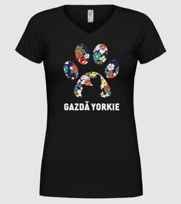 Gazdă Yorkie model negru pe tricou