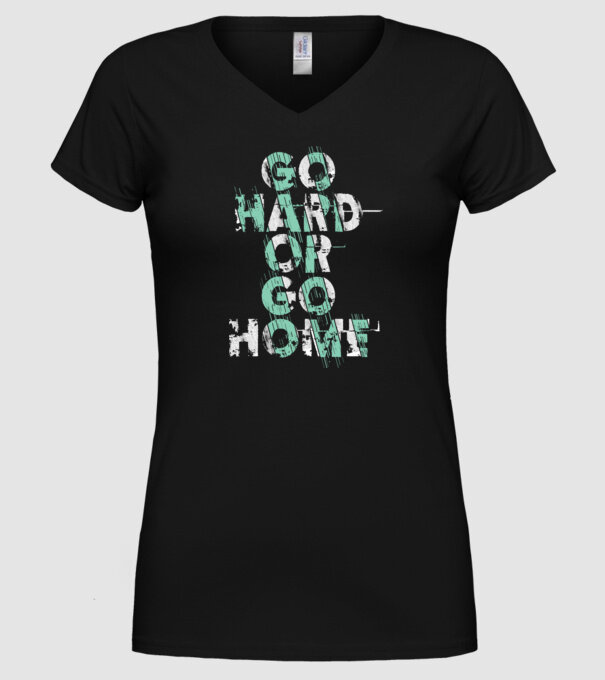 Go Hard or Go Home model negru pe tricou