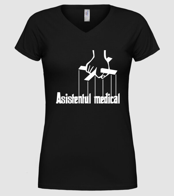 Asistentul medical / Asistenta medicală model negru pe tricou