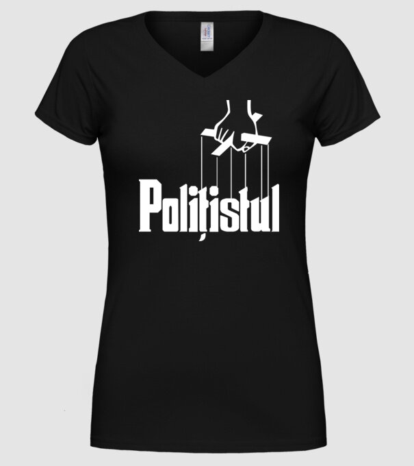 Polițistul model negru pe tricou
