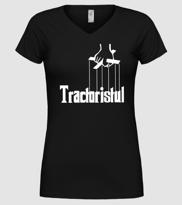 Tractoristul model negru pe tricou