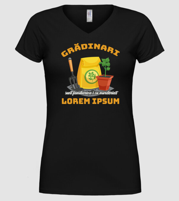 Grădinari model negru pe tricou