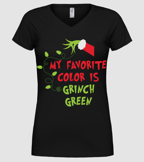 Grinch Green model negru pe tricou