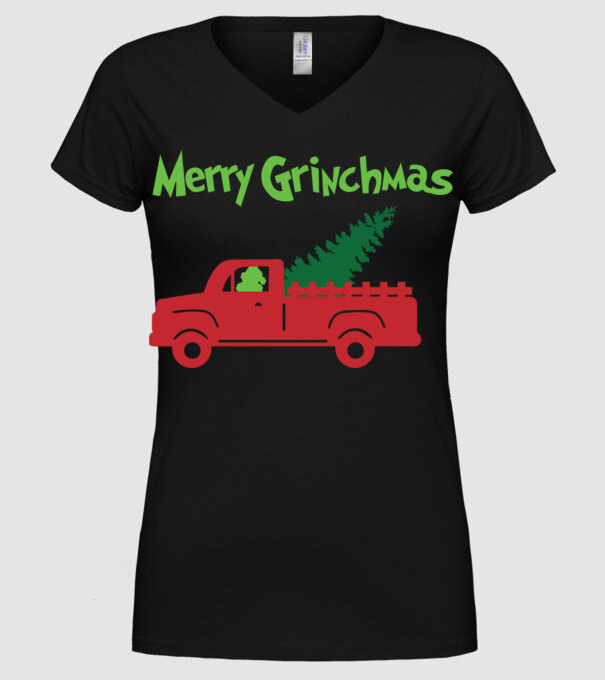 Grinchmas truck model negru pe tricou