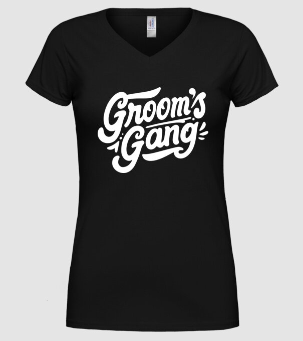 Grooms Gang model negru pe tricou