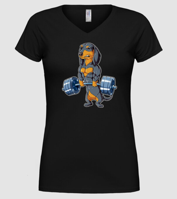 Gym teckel model negru pe tricou