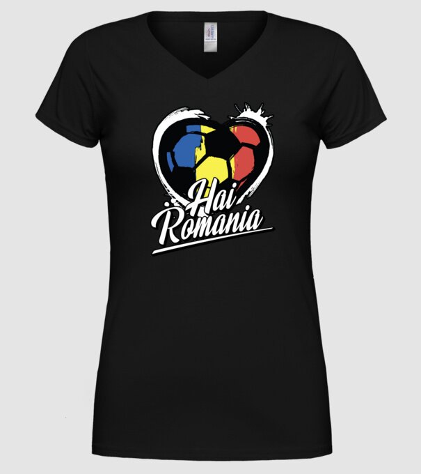 Hai romania heart model negru pe tricou