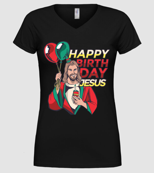 Happy Birtday Jesus! model negru pe tricou
