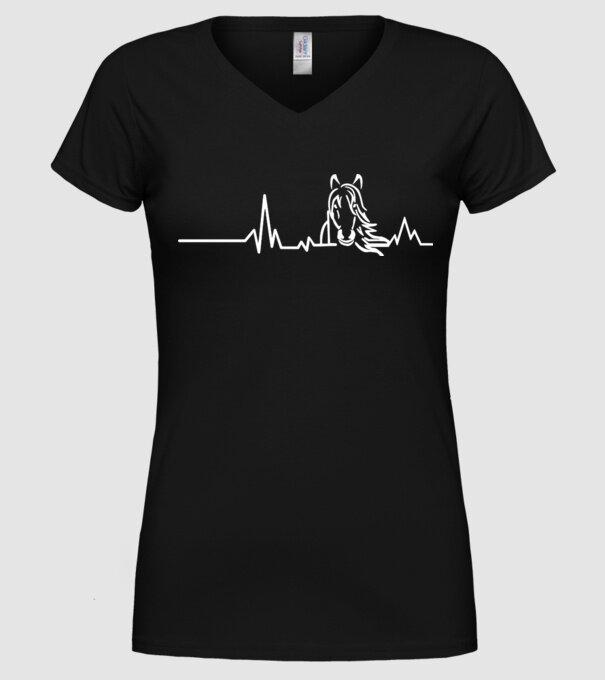 heartbeat cu cal model negru pe tricou