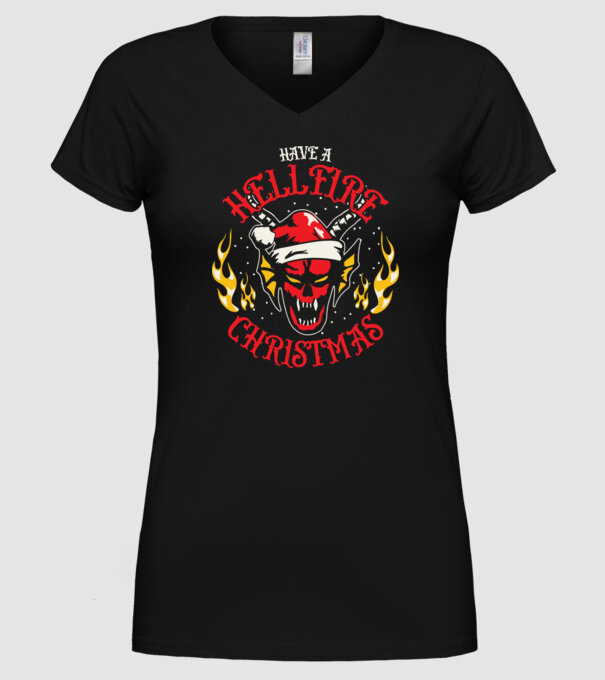 Hellfire Christmas model negru pe tricou