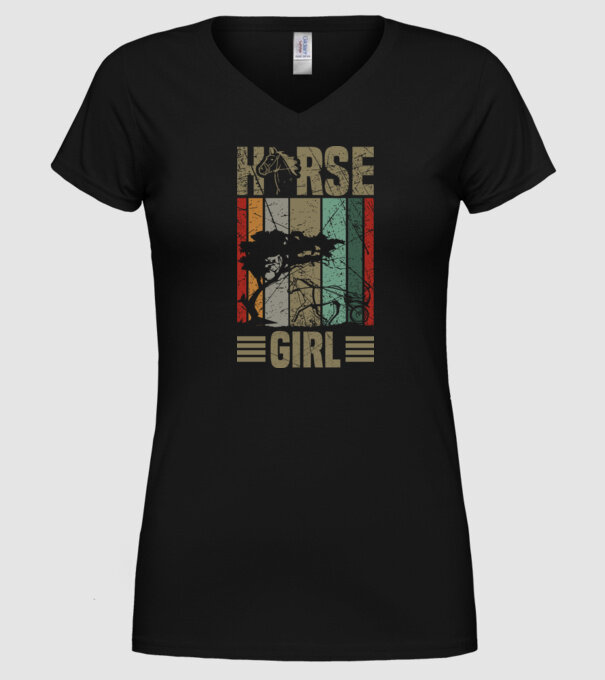 Horse girl model negru pe tricou